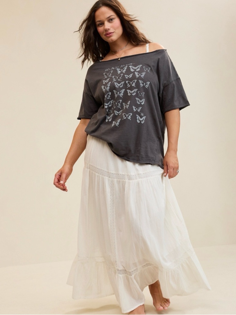 Aerie oversized off the shoulder butterfly tee - Picture 2 of 9